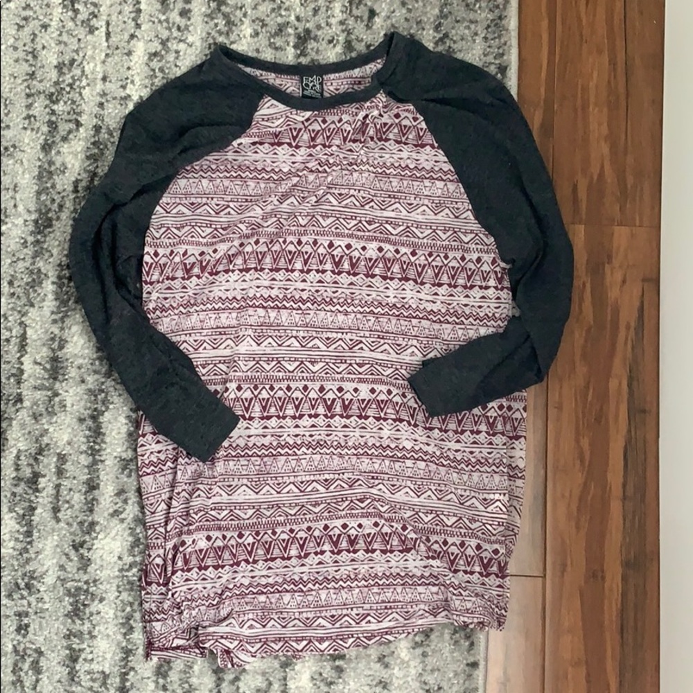 3/4 length sleeve baseball tee